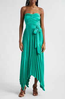 Ramy Brook Fernanda Ruched Pleated Strapless Maxi Dress