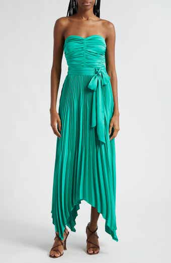 Ramy Brook Fernanda Ruched Pleated Strapless Maxi Dress