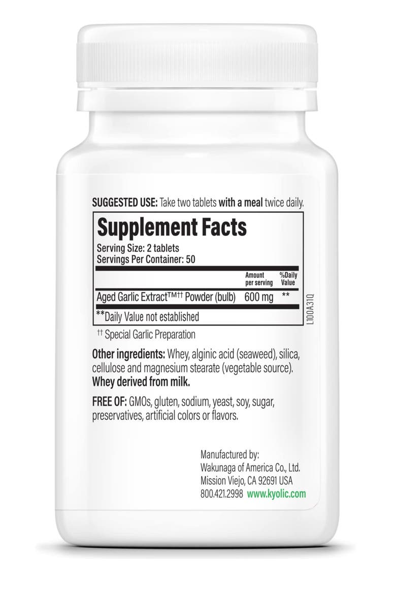 Aged Garlic Extract Formula 100, Cardiovascular Health, tablets 100 Count, Alternate, color, None