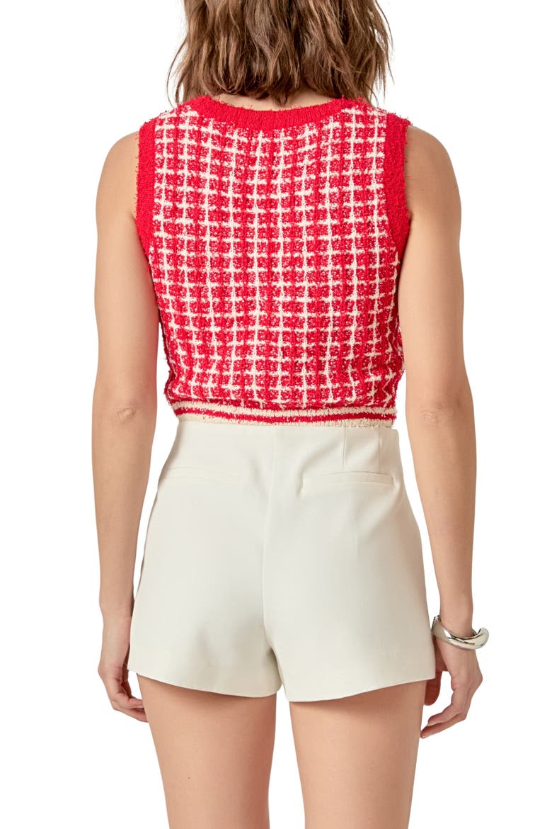 Knit Crop Top, Alternate, color, RED/ CREAM