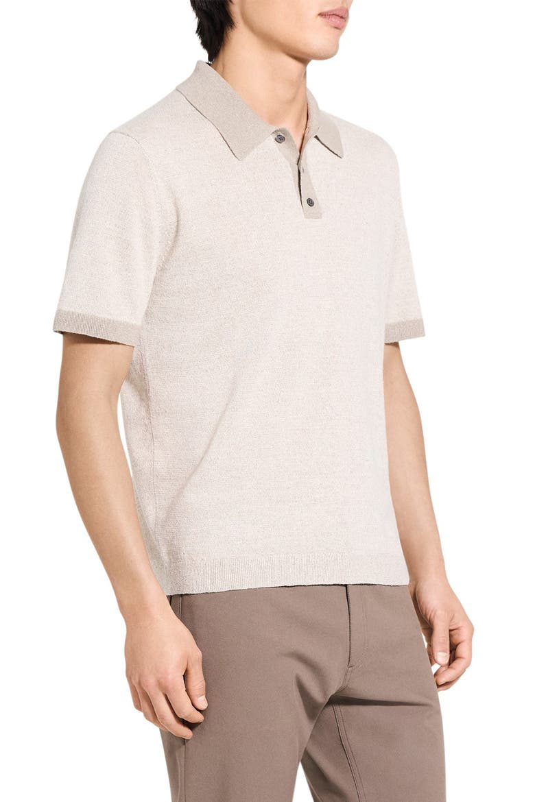 Linen & Silk Polo, Main, color, SILVER CLOUD