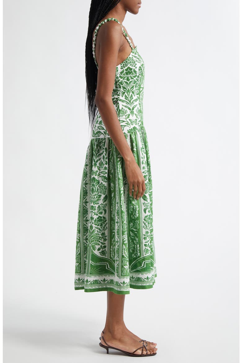 delicate tapestry linen midi dress FARM Rio Delicate Tapestry Green Floral Linen Midi Dress $265 New W/ Tags Medium