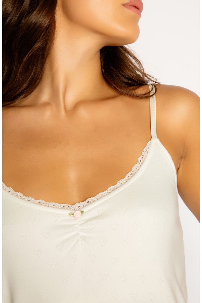Pointelle Hearts Chemise, Alternate, color, IVORY
