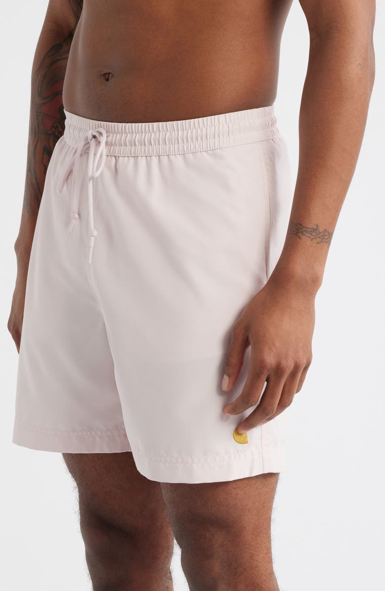 Carhartt Work In Progress Chase Swim Trunks, Alternate, color, Air Pink / Gold