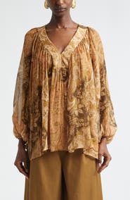 Zimmermann Kindred Spirit Carousel Batwing Silk Blend Top