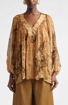 Kindred Spirit Carousel Batwing Silk Blend Top