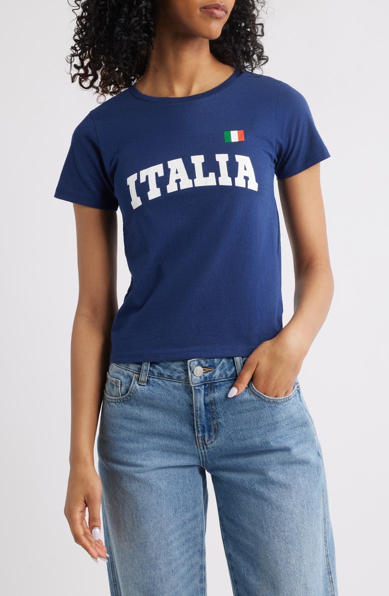 GOLDEN HOUR Italia Flag Cotton Graphic T-Shirt, Main, color, Medevial Blue