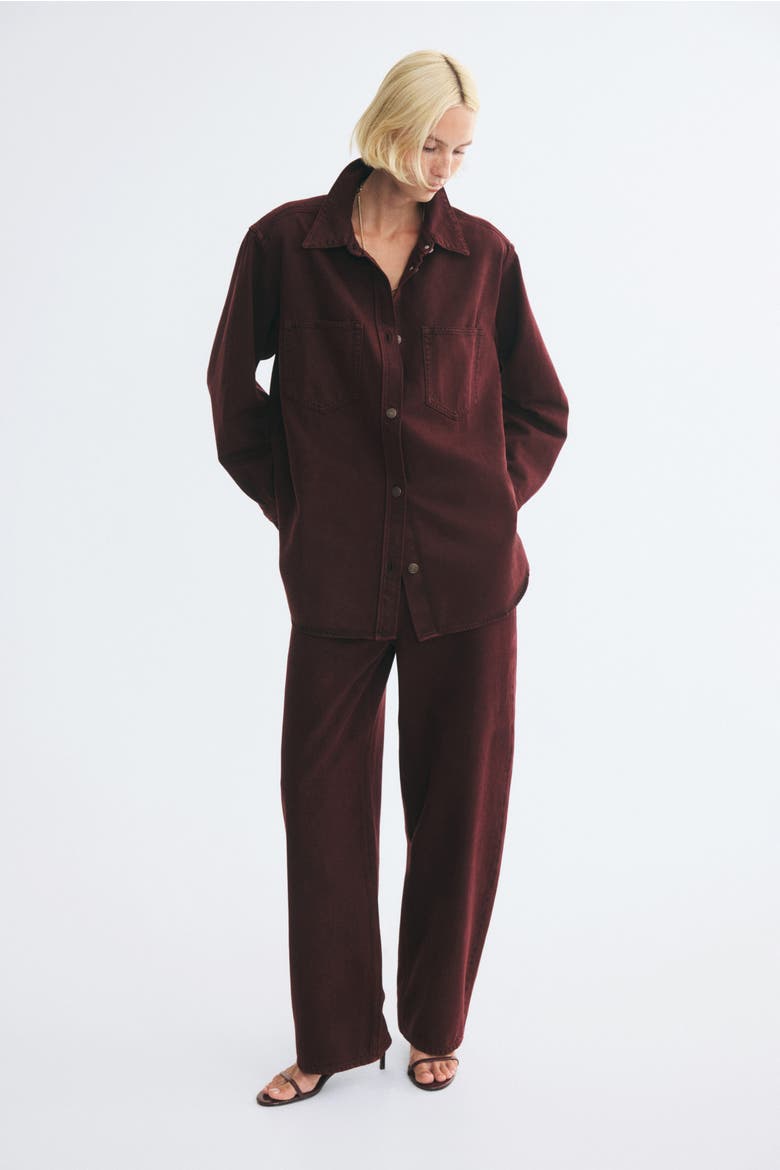 Oversized Denim Shirt, Alternate, color, Burgundy