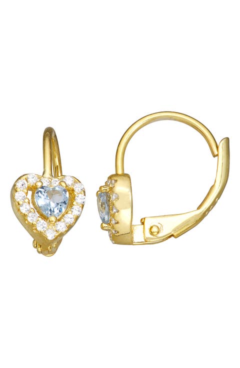 Kids' 14K Gold Plated Sterling Silver Birthstone Lever Back Earrings