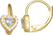 FZN Kids' 14K Gold Plated Sterling Silver Birthstone Lever Back Earrings