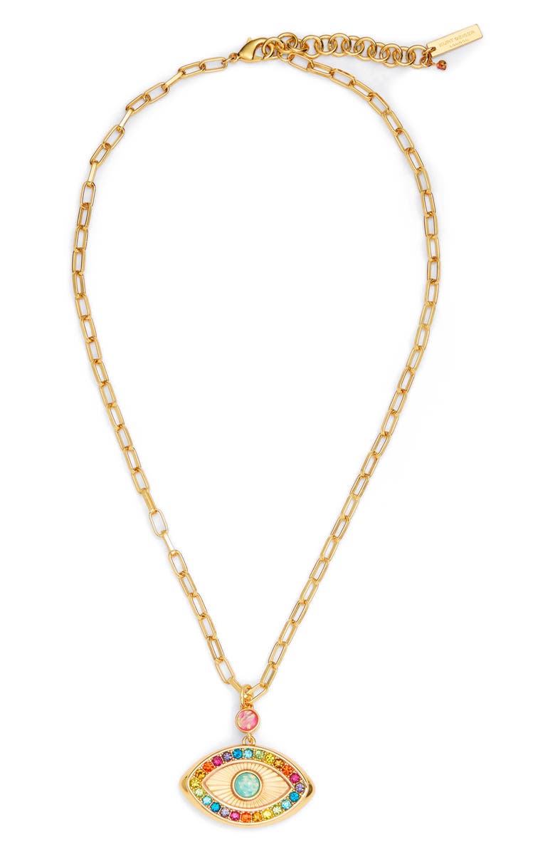 Kurt Geiger London Rainbow Eye Pendant Necklace, Main, color, Gold/ Multi