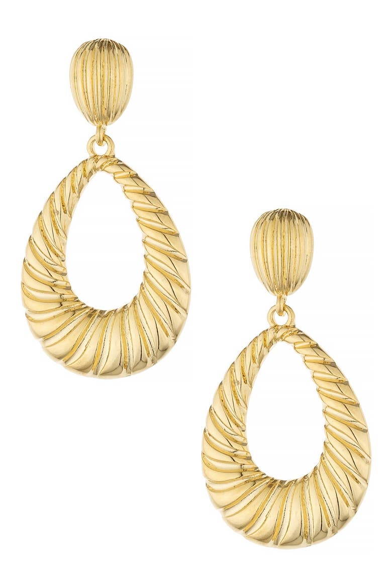 Teardrop Wave Drop Earrings, Main, color, GOLD