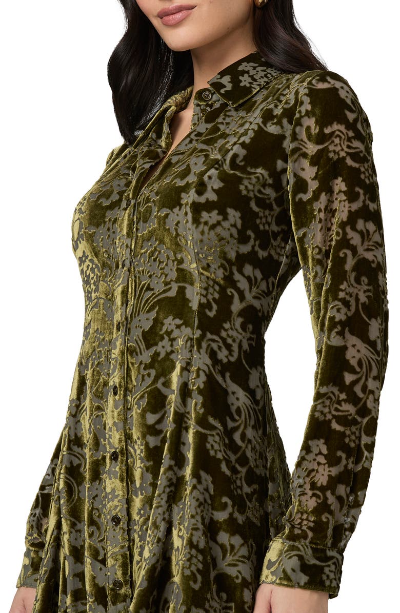 PAIGE Desano Burnout Long Sleeve Shirtdress, Alternate, color, Spanish Moss