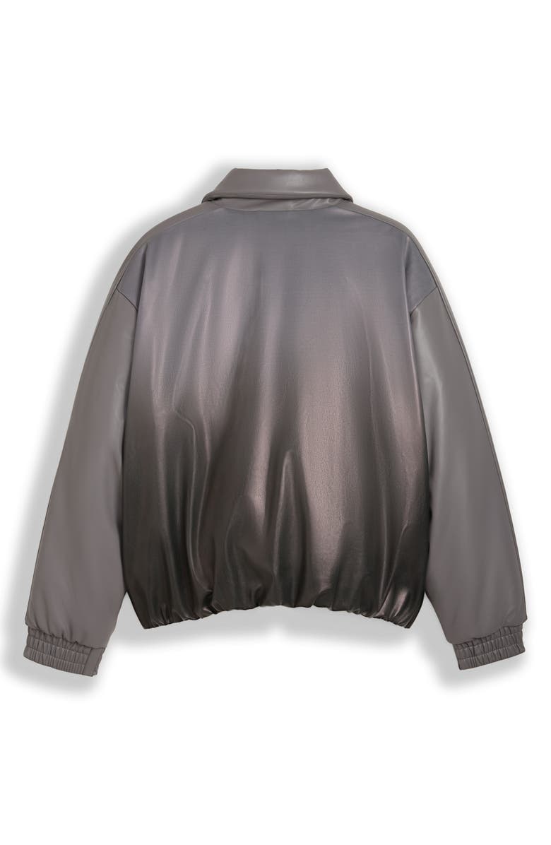 PUMA Oversize Faux Leather Bomber Jacket, Alternate, color, Shadow Gray