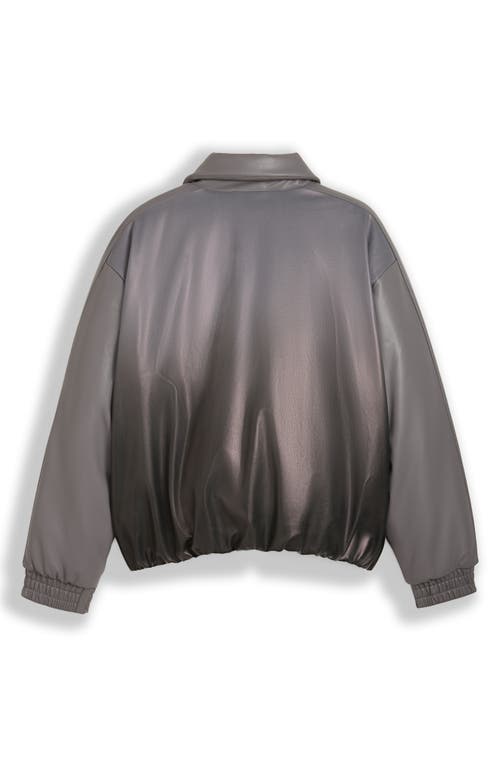 Puma Oversize Faux Leather Bomber Jacket In Gray