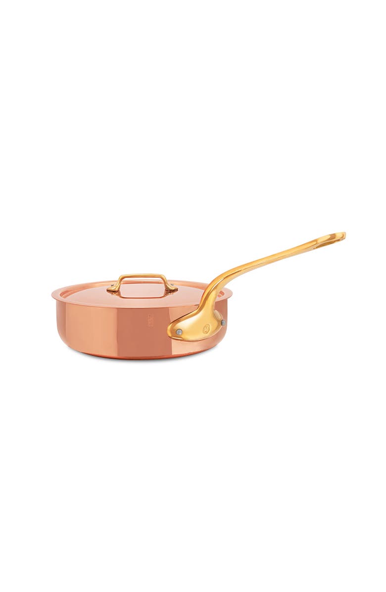 Mauviel M'Heritage M'200 B 3.3 Quart Saute Pan With Lid, Brass Handle, Alternate, color, Copper