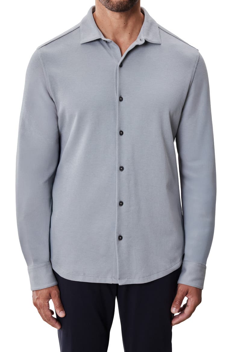 Milo Knit Button-Up Shirt, Main, color, MONUMENT GREY