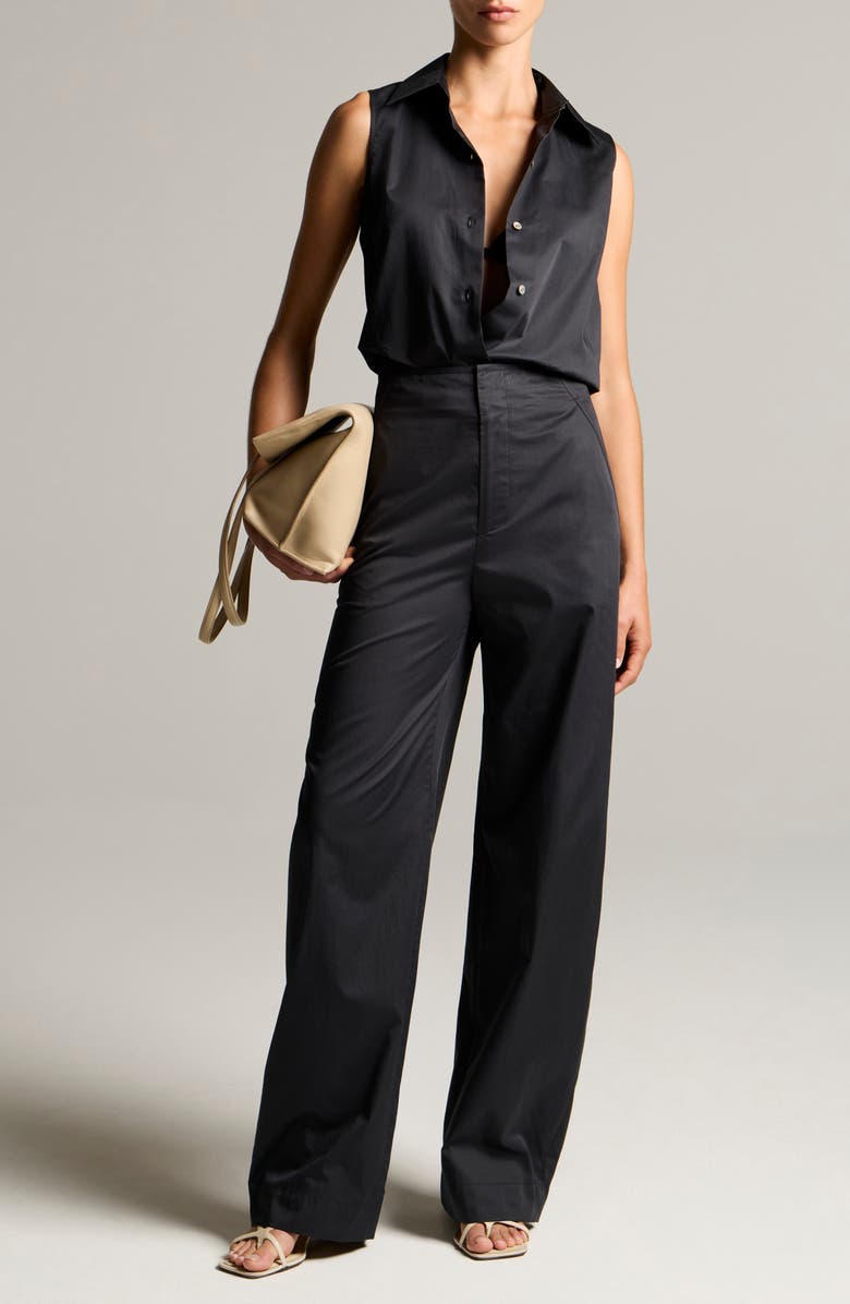 Vince Sleeveless Button-Up Shirt, Alternate, color, Ink