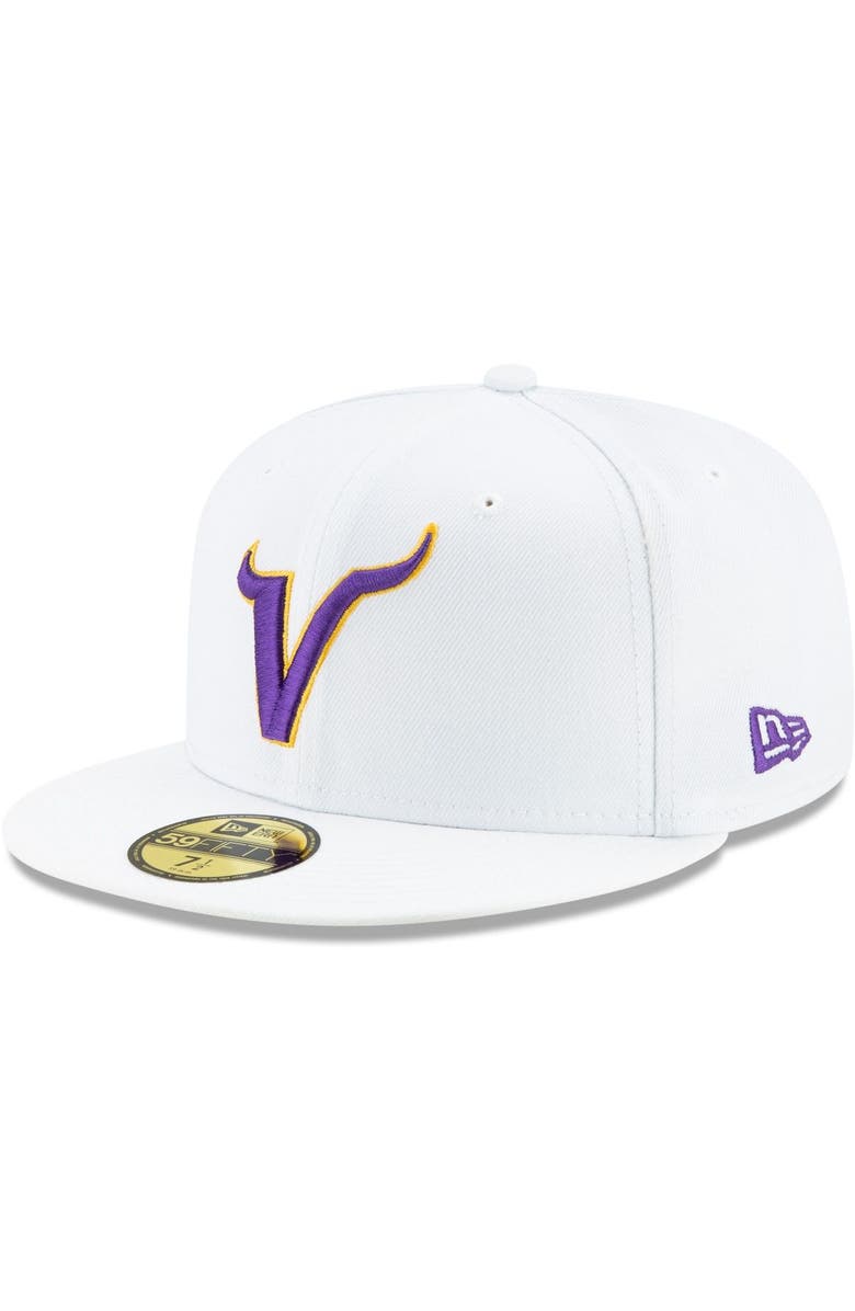 New Era Men's New Era White Minnesota Vikings Omaha Alternate 59FIFTY Fitted Hat, Main, color,