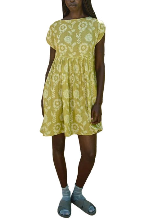 Float Slit-neck Mini Dress