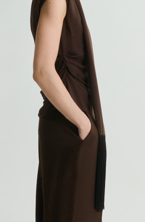 Mango One-shoulder Top In Brown