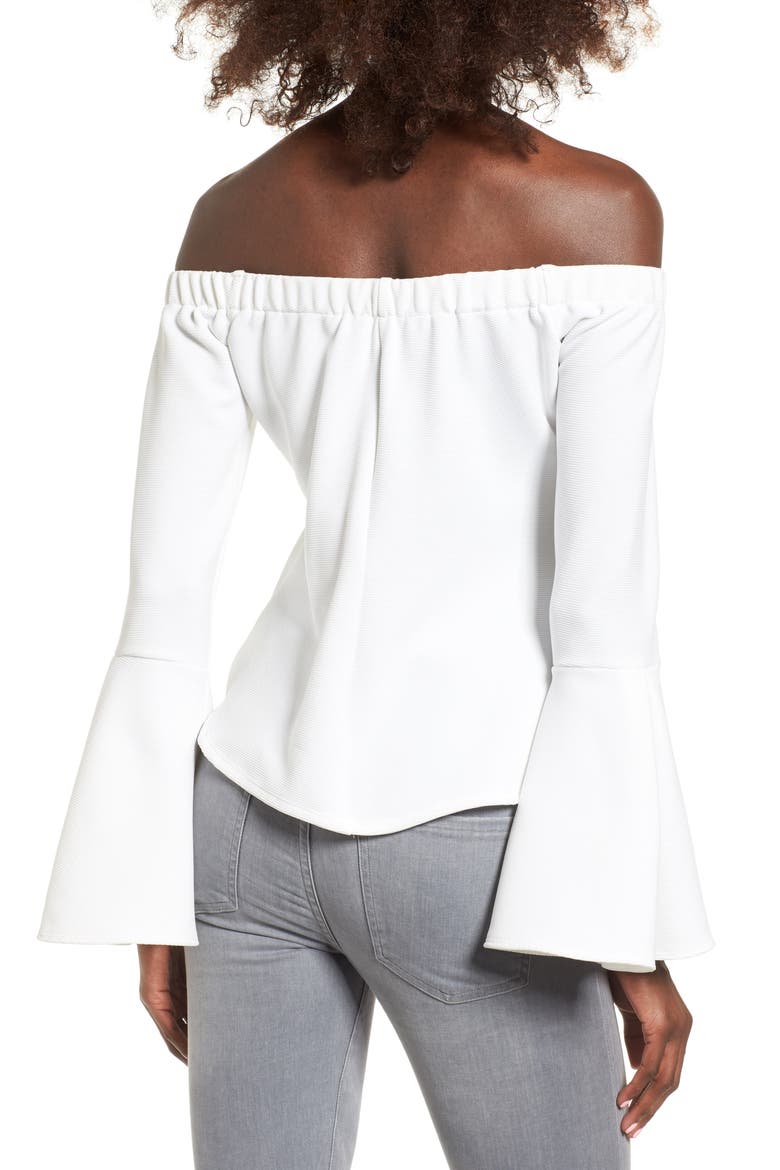 Bell Sleeve Off the Shoulder Top, Alternate, color, IVORY
