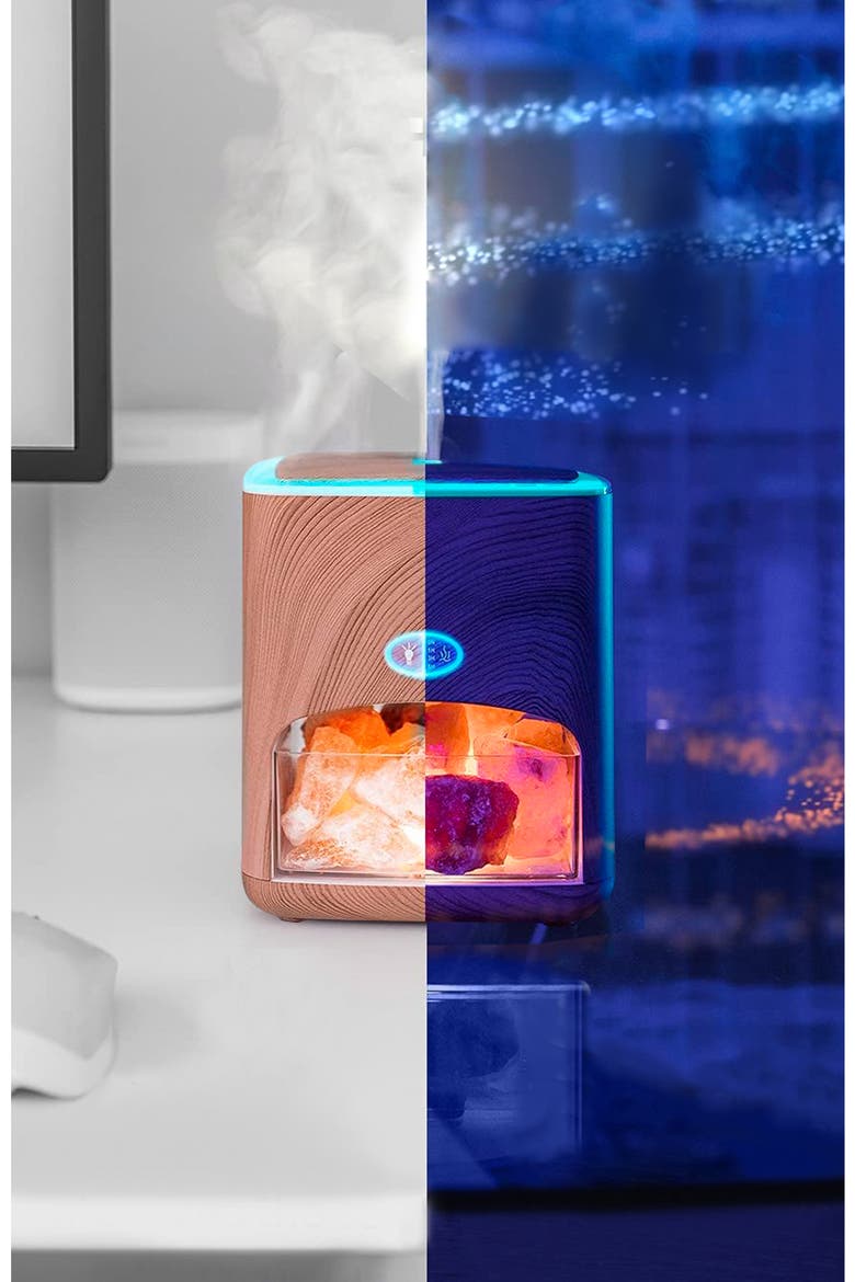 Himalayan Pink Salt Diffuser with 10 Essential Oils, Alternate, color, LIGHT WOOD