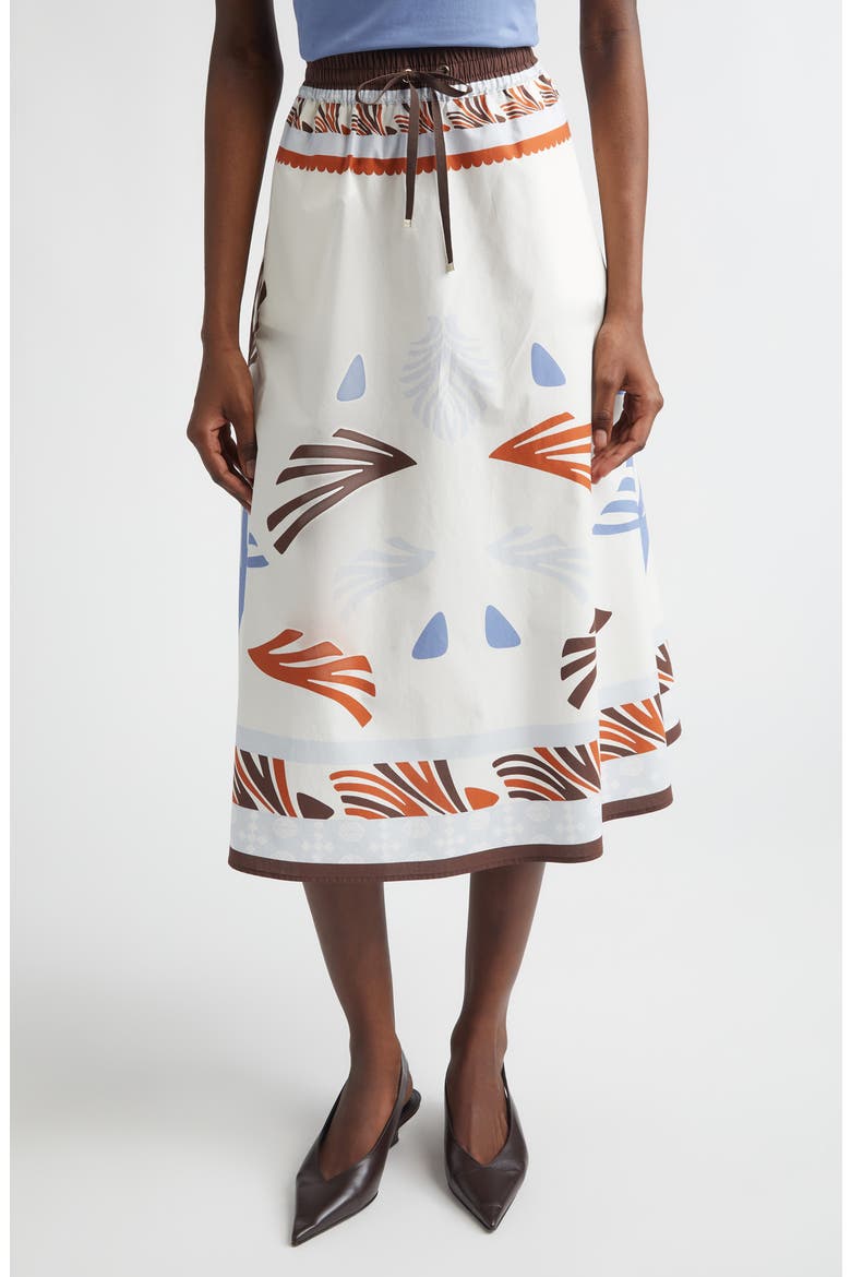 Summer Print Cotton Midi Skirt, Main, color, WHITE MULTI