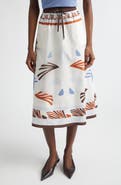 Herno Summer Print Cotton Midi Skirt