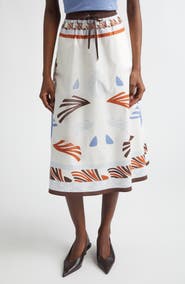 Herno Summer Print Cotton Midi Skirt