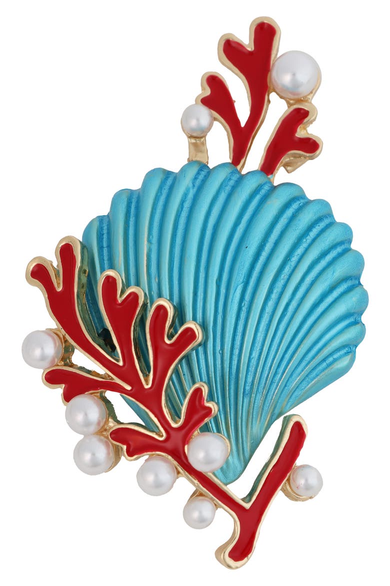 Shell Brooch, Main, color, TURQUOISE