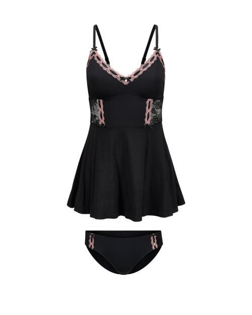 Adore Me Hilda Babydoll & Hipster Set In Black
