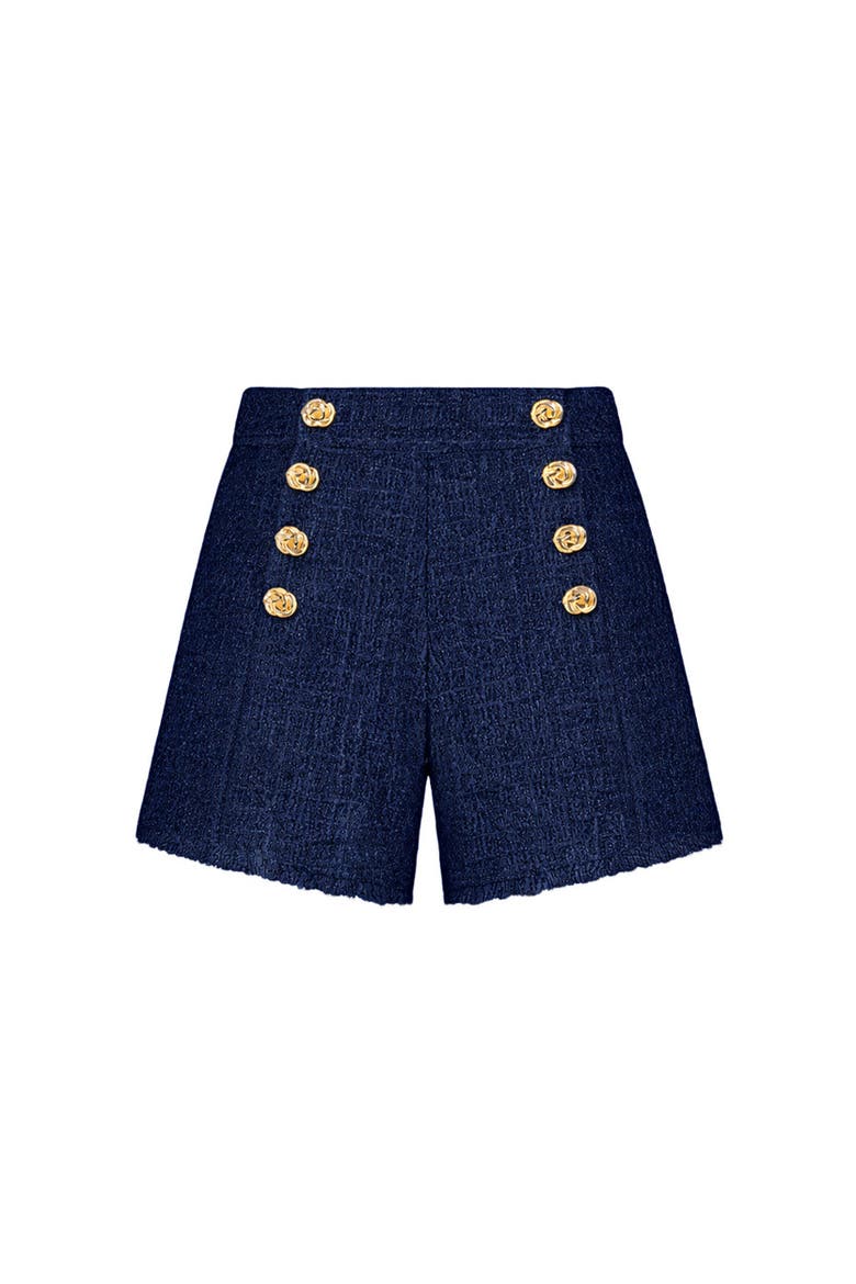 Tamara Tweed Button Shorts, Alternate, color, Navy