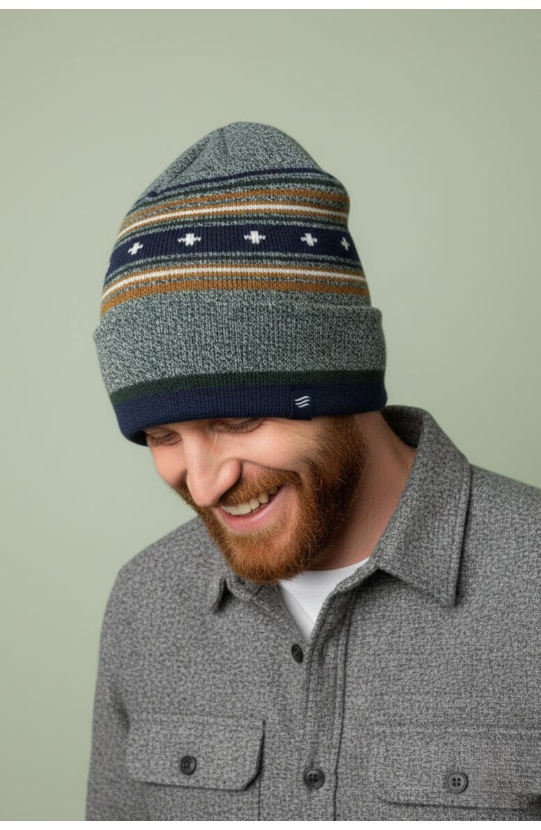 United By Blue The Merino Wool Slouchy Modern Fair Isle Beanie, Alternate, color, Teal