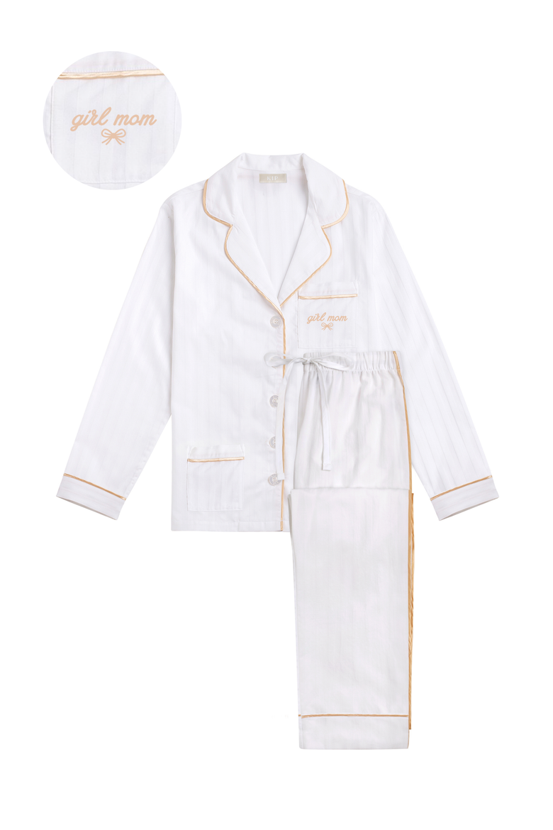 Girl Mom Cotton Pajama Set, Main, color, Lily White