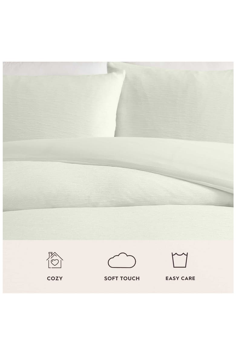 Crinkle Duvet Cover Set, Alternate, color, FAINT GREEN