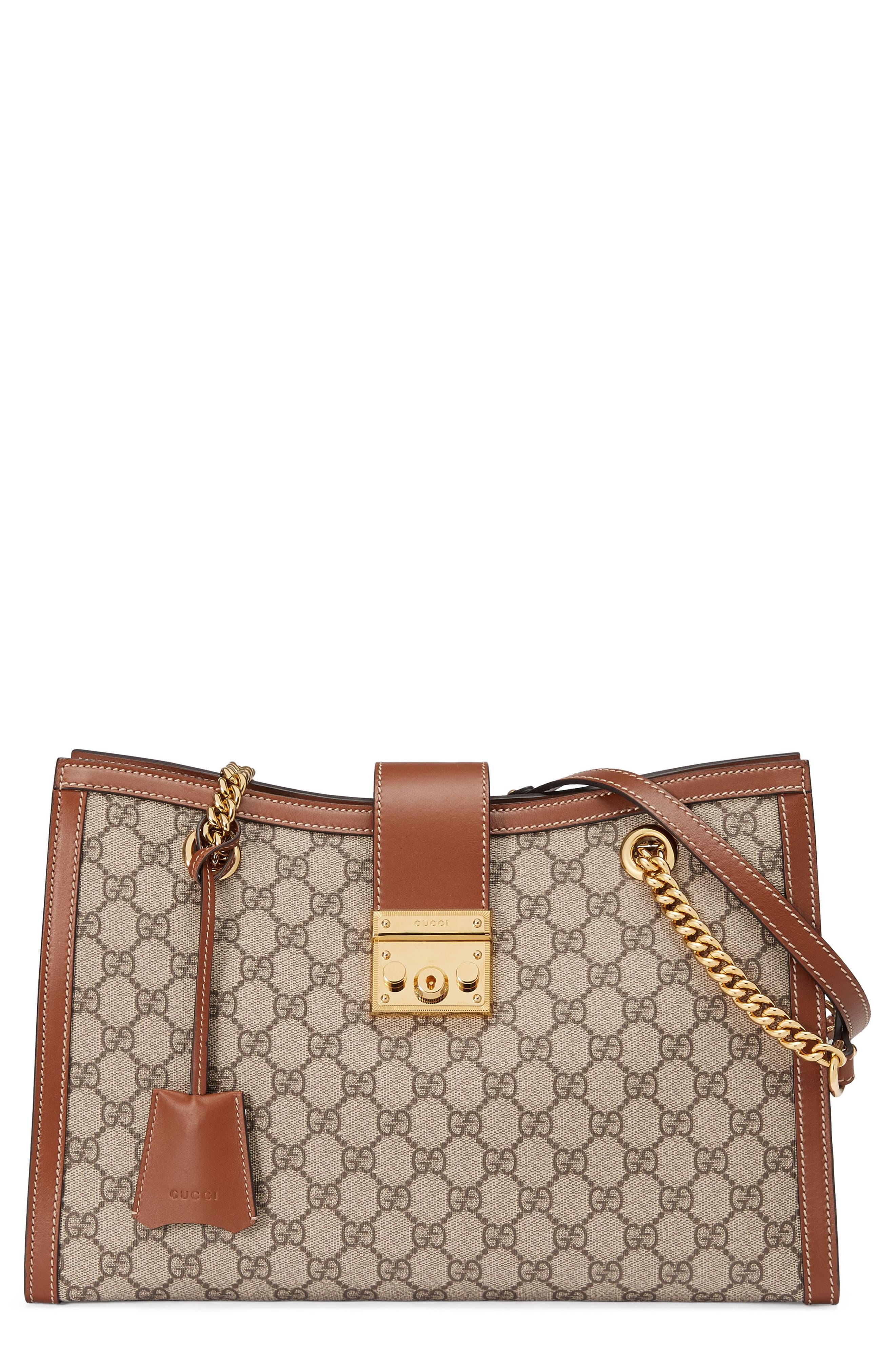 Gucci Medium Padlock GG Supreme Canvas Tote, Main, color, 