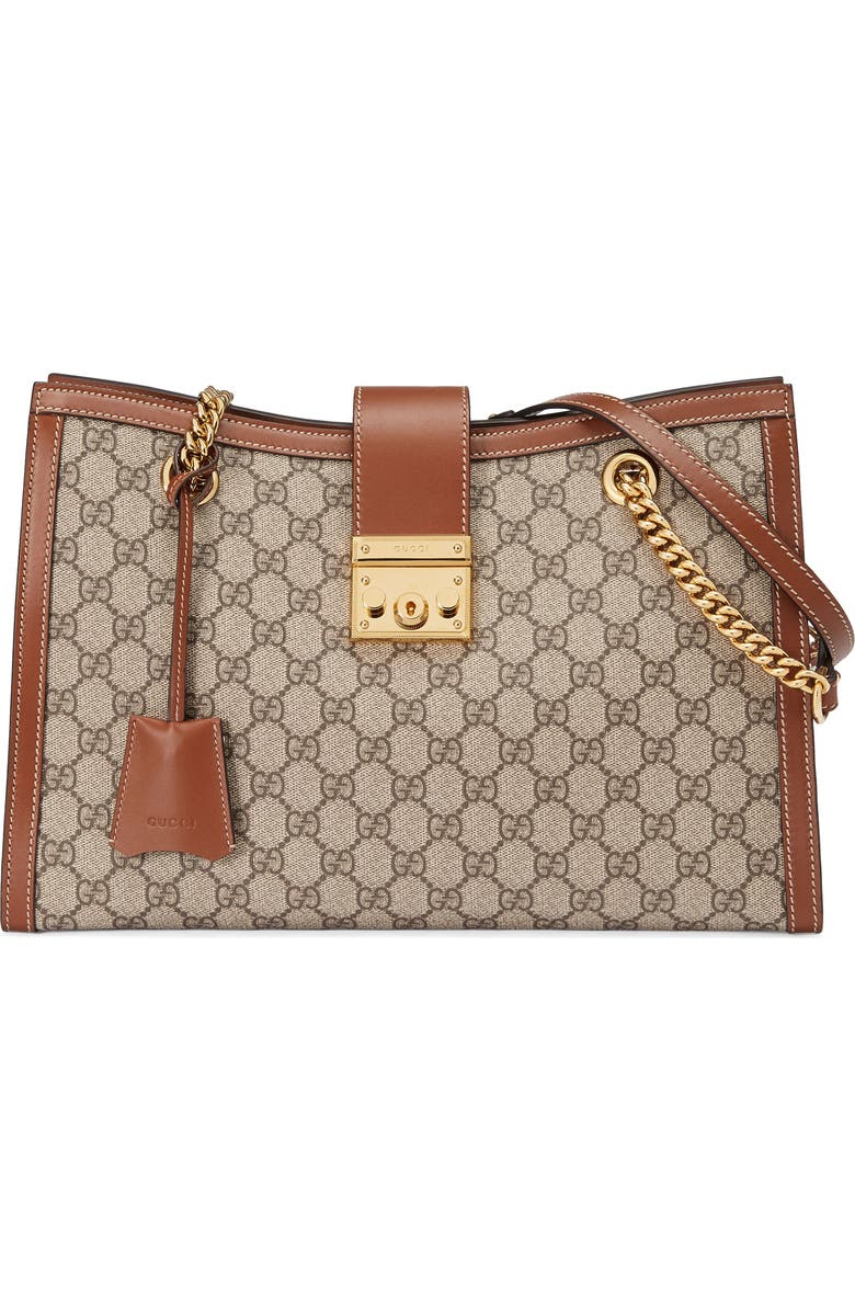 Gucci Medium Padlock GG Supreme Canvas Tote, Main, color,