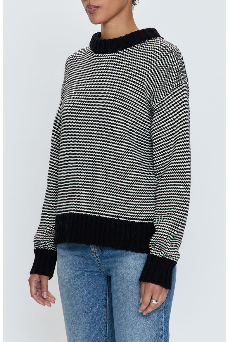 Sylvie Cotton Sweater, Alternate, color, NOIR AND WHITE