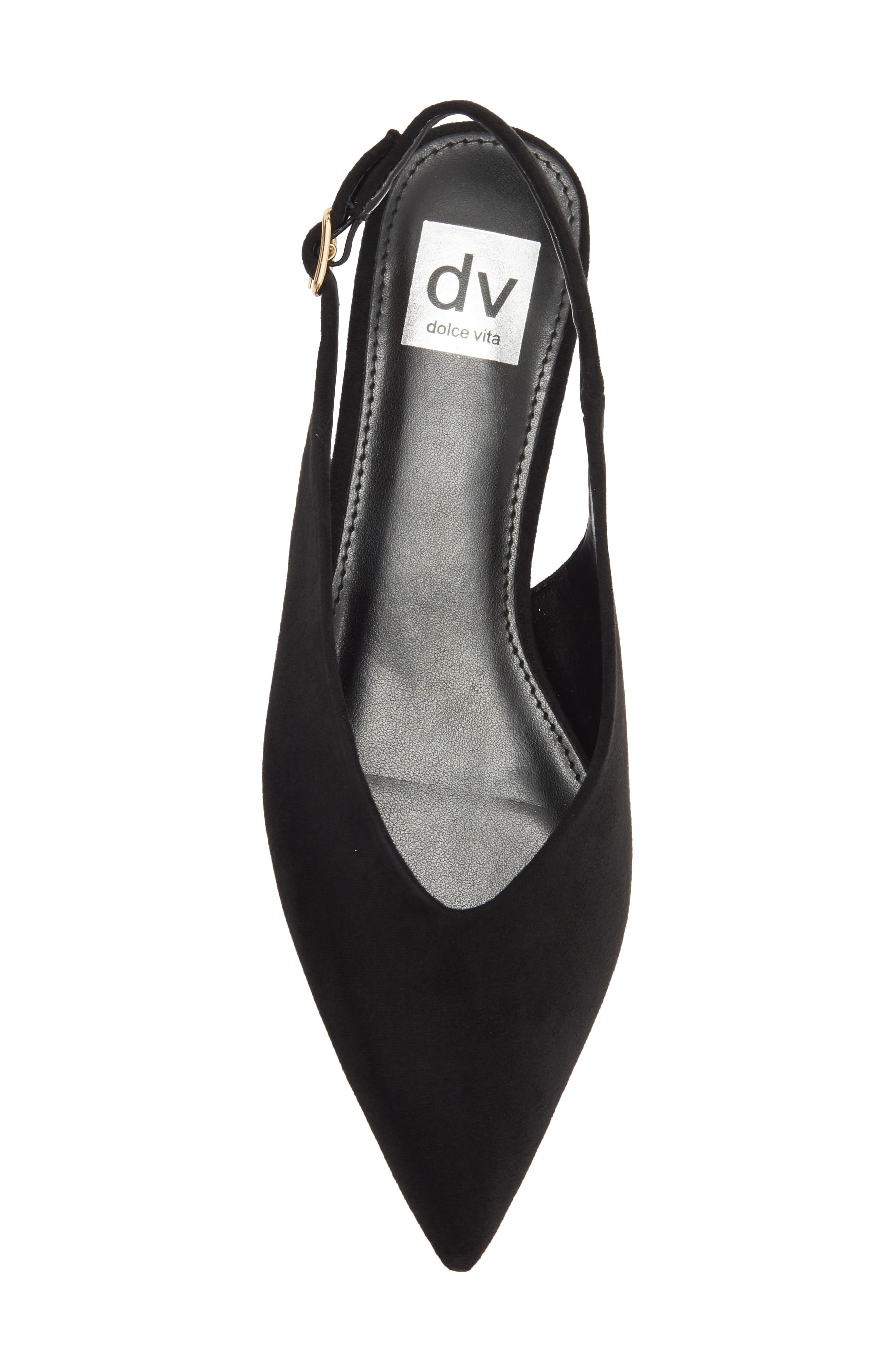 Empress Pointed Toe Slingback Flat, Alternate, color, BLACK FAUX SUEDE
