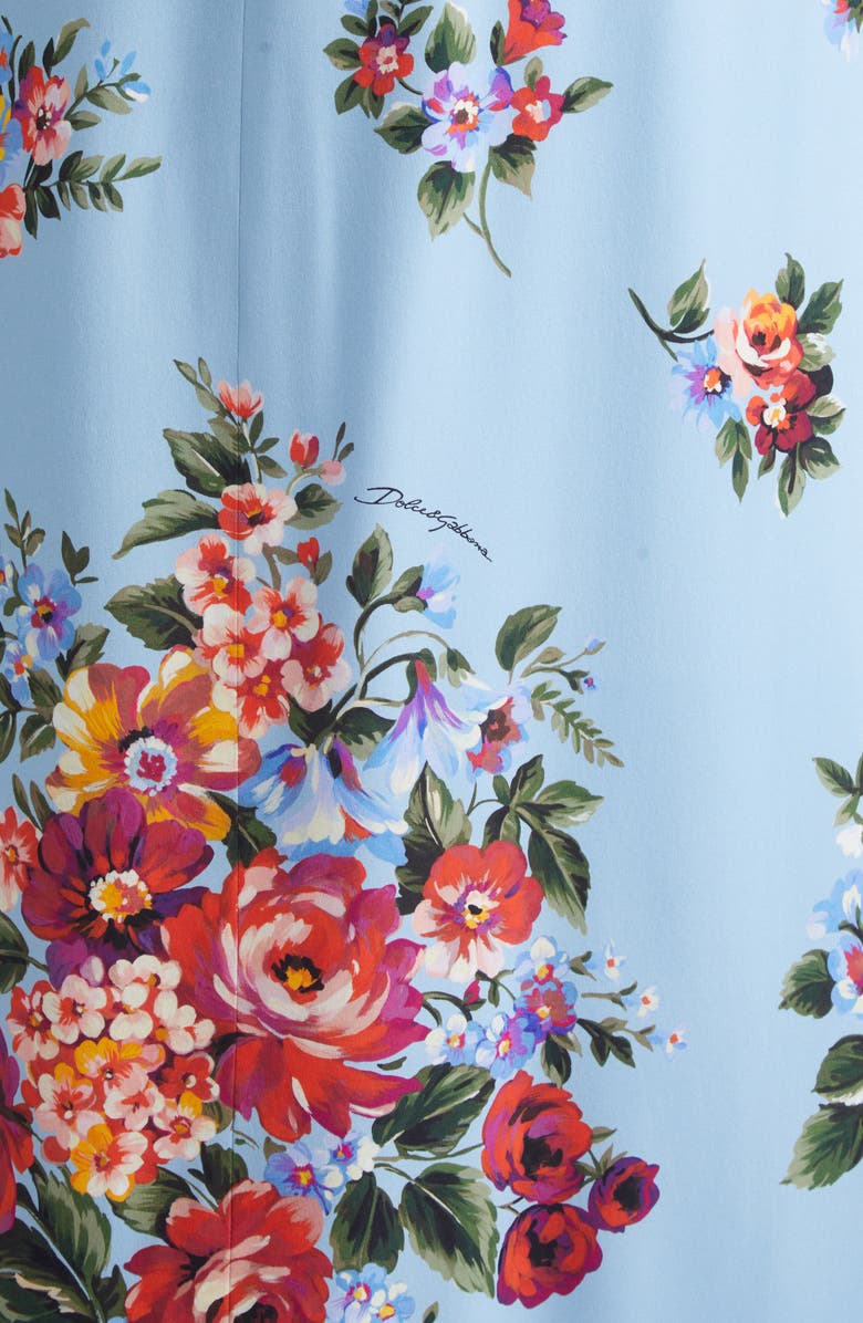 Dolce&Gabbana Flower Bouquet Print Long Sleeve Charmeuse Gown, Alternate, color, Mazz.fiori F.celeste