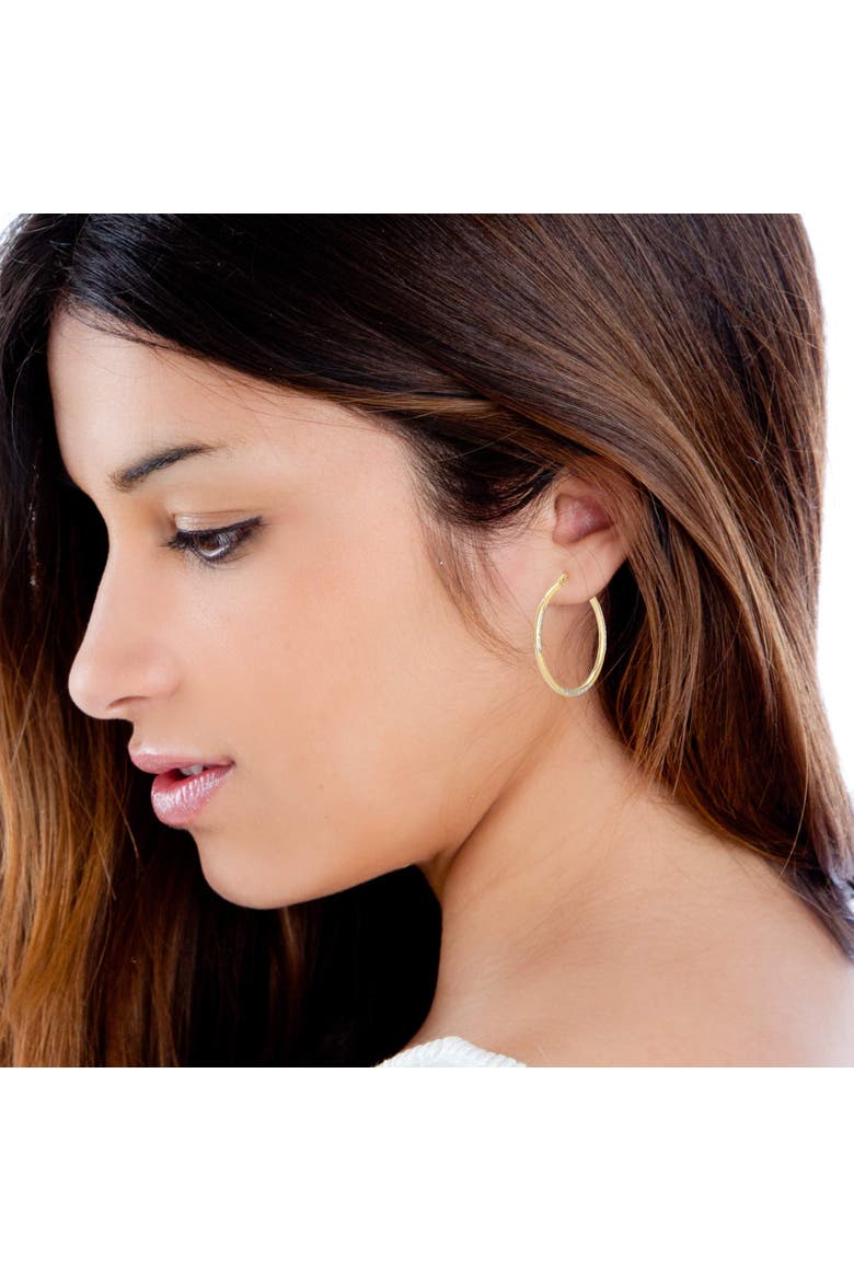 Round Hoop Sterling Silver Earrings, Alternate, color, Gold