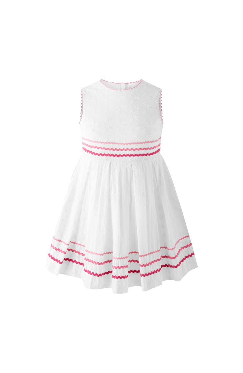 Rachel Riley Eyelet Ric Rac Dress, Main, color, White