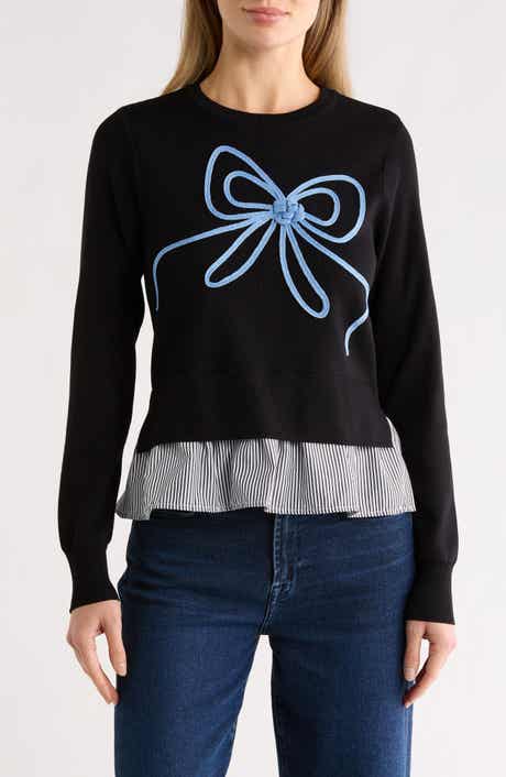 Nanette Lepore Soutache Bow Twofer Sweater
