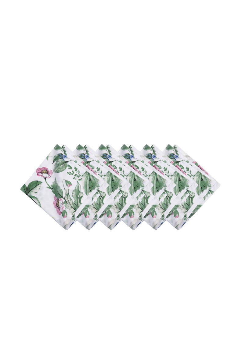 Marcy Blooms Cotton Cloth Napkins Set of 6, Main, color, Green