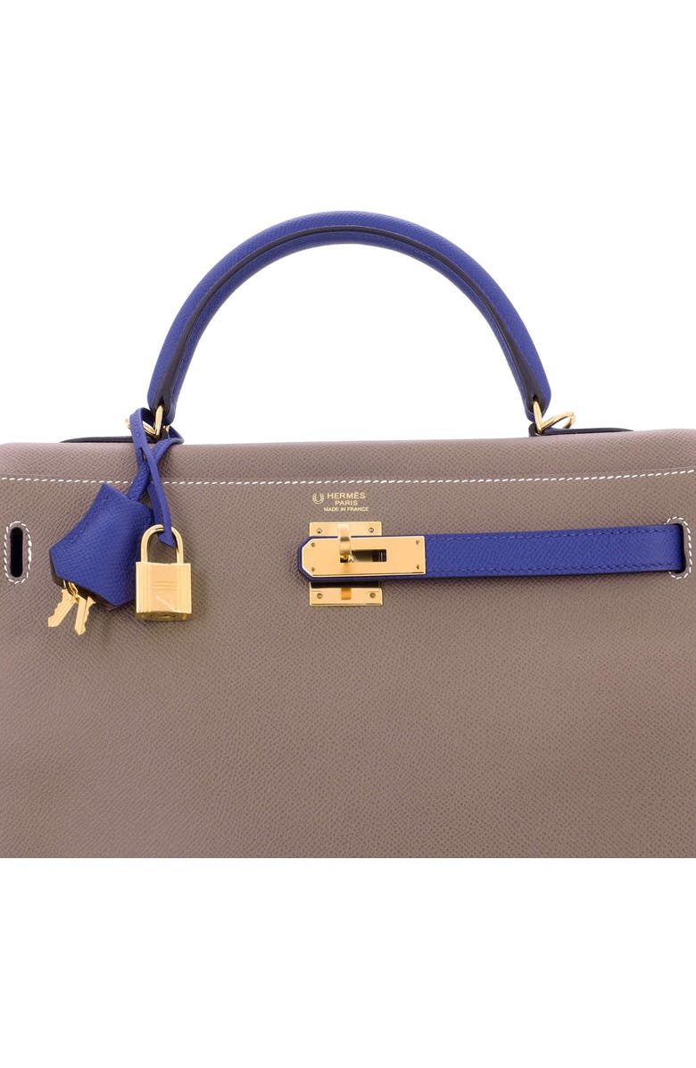 Pre-Owned Hermes Kelly Handbag Bicolor Epsom with Gold Hardware 32, Alternate, color, Etoupe/Bleu Electrique