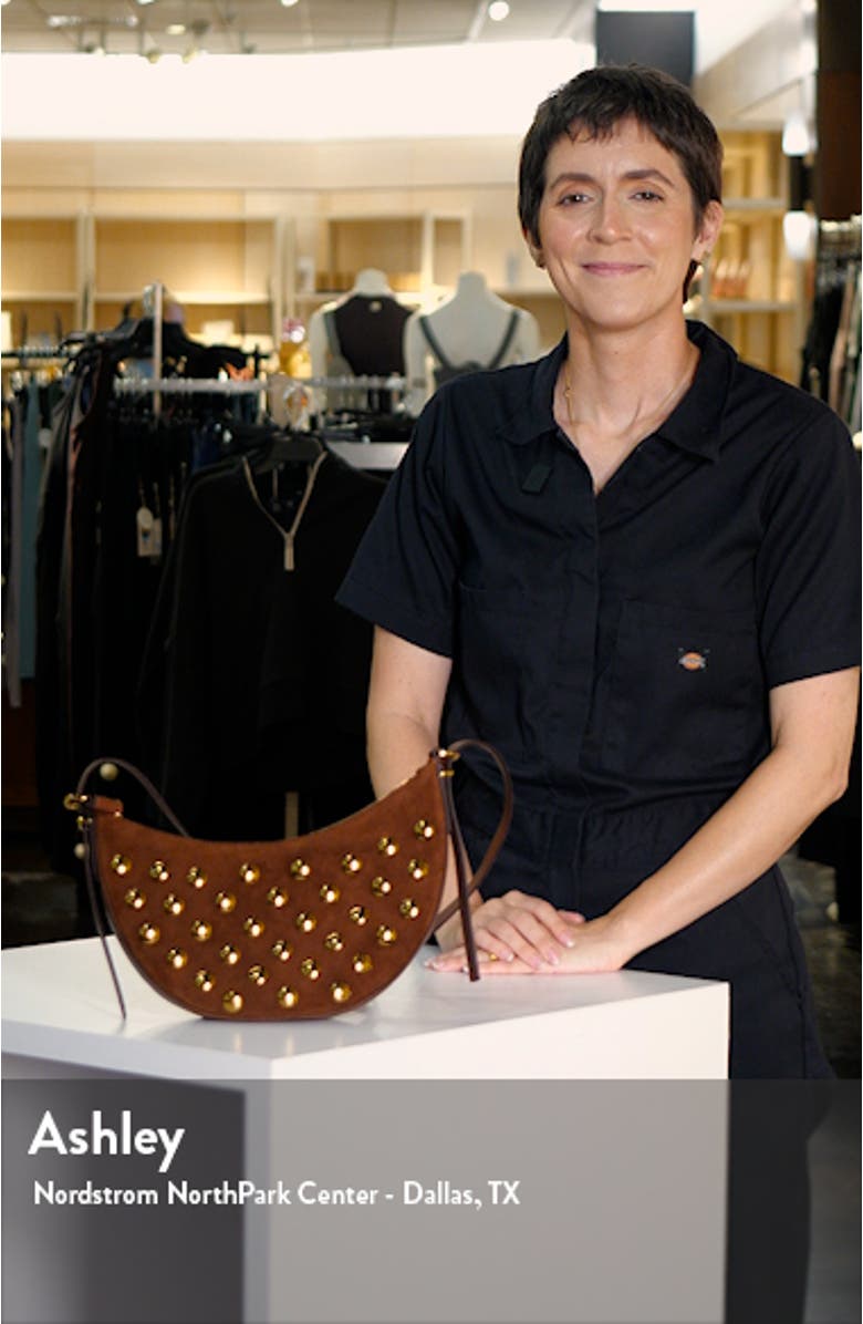 Mini Stud Essentials Crescent Leather Shoulder Bag, sales video thumbnail