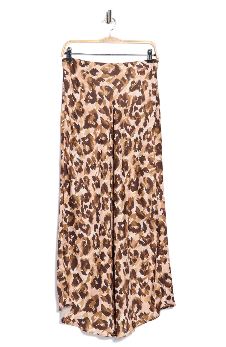 Steve Madden Satin Trumpet Skirt, Alternate, color, Brown Aztec