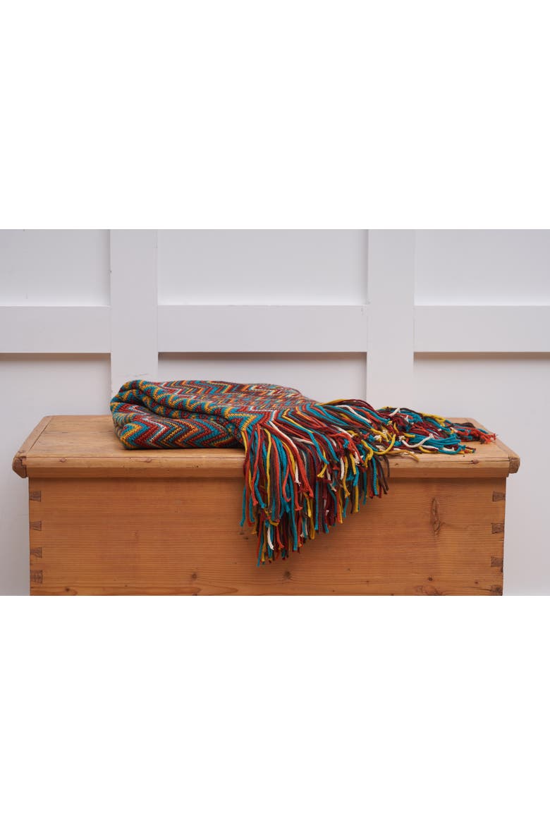 Zig Zag Accent Throw Blankets, Alternate, color, Brown