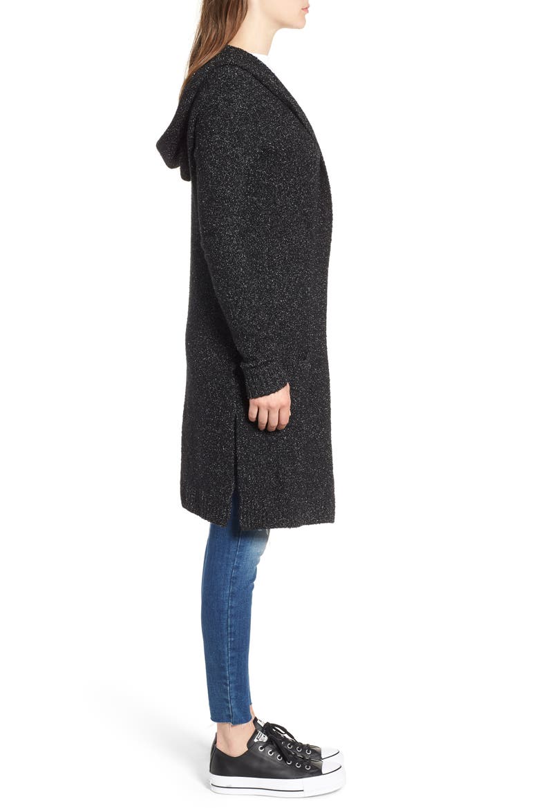 Hooded Cardigan, Alternate, color, BLACK